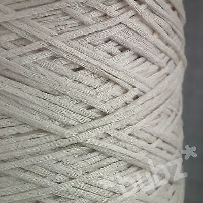 4 PLY ITALIAN TAPE YARN IVORY CREAM 500g CONE 10 BALL CHAINETTE COTTON FEEL KNIT • £14.95