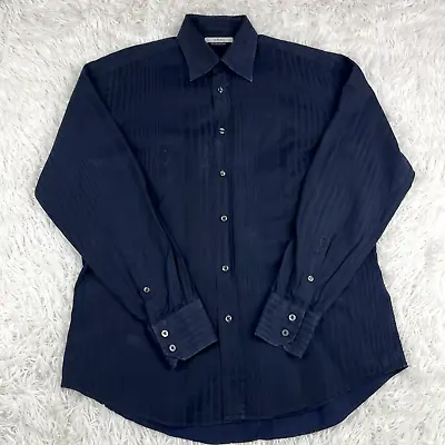 Versace Collection Shirt Mens Extra Large Blue Black Stripe Button Designer Men • $24.99