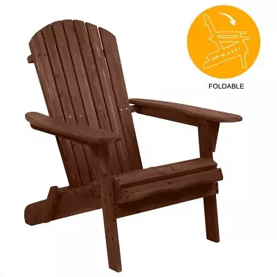 Fold Adirondack Outdoor Patio Deck Wood Lounge Chair Furniture With Backrest • $71.99