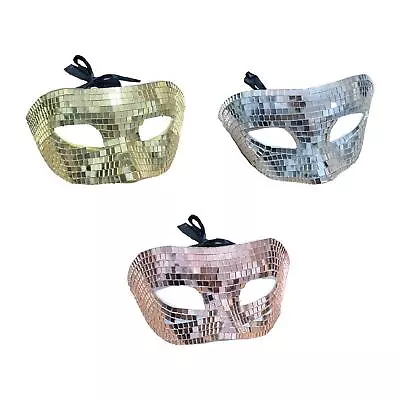 Mirrored Sequins Mask Halloween Decor Clubs Dressing Up Themed Party Portable • £12.44