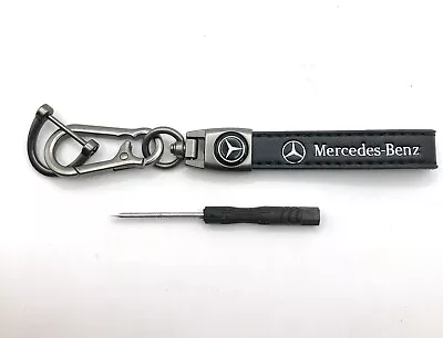 Keychain-for Mercedes Benz-Black Leather With Screwdriver To Secure Your Keys • $9.95
