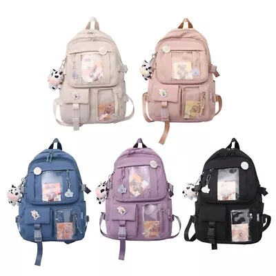 Student Cute Backpack Harajuku Japanese Multi-Pocket School Bag With Pendant • £19.51