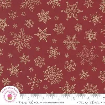 Moda MERRY MANOR METALLIC 33663 12M Red Gold Snowflakes Quilt Fabric CHRISTMAS • $6.45