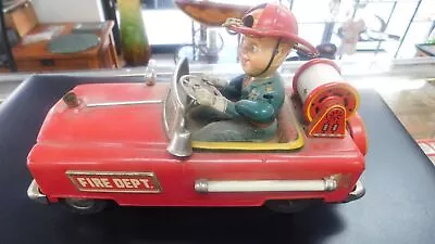 Vintage Nomura Japan Battery Operated Tin Fire Truck Department 12 For Parts • $69.26