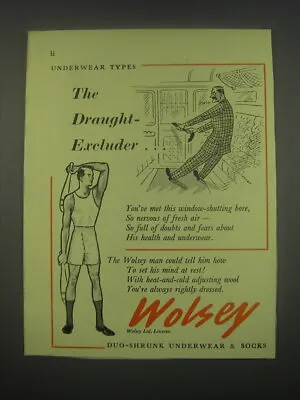 £16.50 • Buy 1949 Wolsey Duo-Shrunk Underwear & Socks Ad - The Draught-excluder