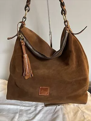 DOONEY & BOURKE Brown Suede Leather Hobo Shoulder Bag • $50