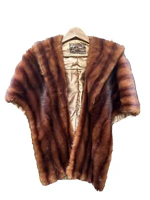 Vintage Red/ Brown Mink Stole Wrap Shawl Shrug GORGEOUS Color! • $63.20