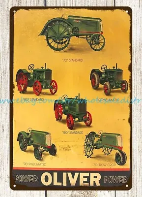 Oliver Power Tractor FARM MACHINERY Metal Tin Sign Wall Furnishings • $18.99