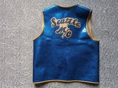 Vintage 1960s 70s Motorcycle Club MC SEATTLE Riding Vest L Blue METALFLAKE • $499.95