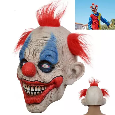 Scary Clown Mask Halloween Horror Cosplay Fancy Dress Costume Face Mask Latex • £9.89