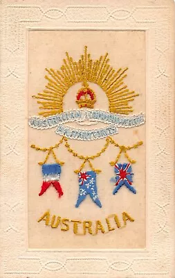 Postcard Military Wwi Silks Australia Commonwealth Military Forces Flags France • £11.90