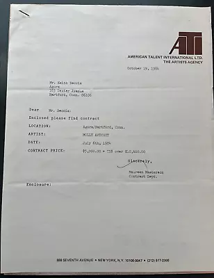1984 Molly Hatchet Agora Ballroom Hartford Ct Rock & Roll Signed Full Contract • $74.95