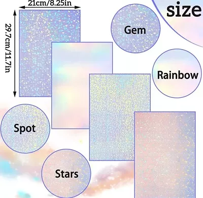 8 Clear Holographic Sheet Laminate A4 Vinyl Overlay Sticker Paper Self Adhesive • $9.89