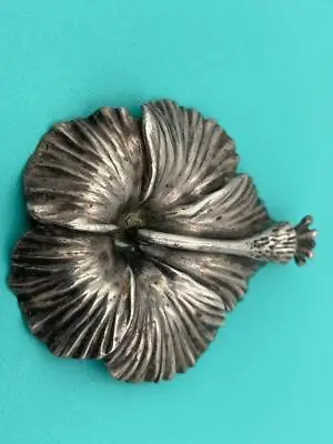 Vintage Ming's Honolulu Sterling Hibiscus Flower Pin Brooch • $195