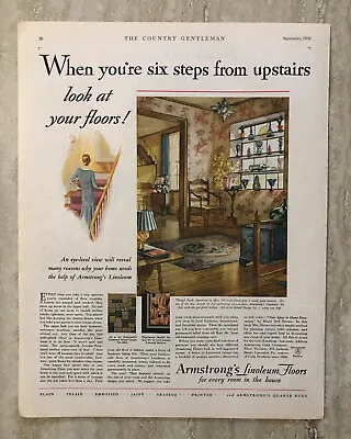1930 Armstrong Linoleum Floors For Every Room Plain Inlaid Vintage Print Ad • $10.99