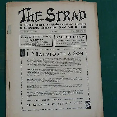 The Strad Magazine July 1958 Stefano Scarampella Mantua 1901 Violin • $8.84