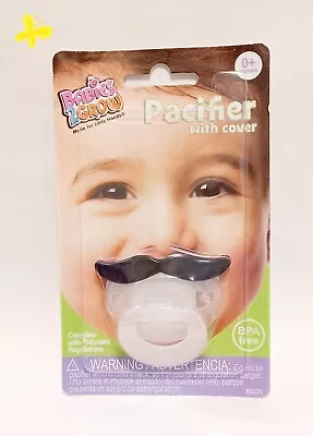 Babies 2 Grow Pacifier With Cover. Funny Mustache 0+ Months (Pack Of 2) BPA Free • $18.45