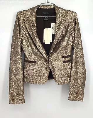 NWT MM Couture Women's Gold Sequin Notch Lapel Blazer - Size XS • $9.99