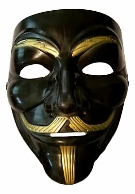 $6.29 • Buy Black Gold Guy Fawkes Anonymous V For Vendetta Halloween Costume Mask