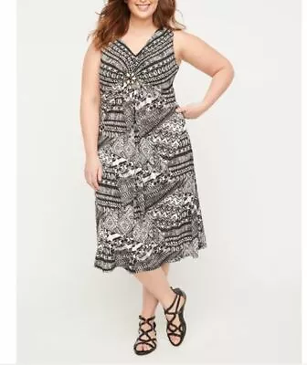 Catherines Plus Size Moonlight Medallion Twist Fit & Flare Dress 5X 36/38W  • $39.99