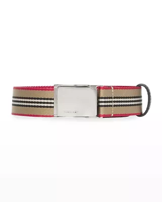 Men’s Burberry Belt Icon Stripe Seatbelt Belt - Made In Italy Size 90 • $399.99