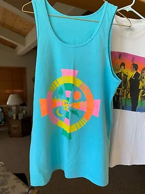 Vintage The B-52's 1989 Tour Tank Top Shirt Light Blue LARGE Bright & Cheerful • $29.99