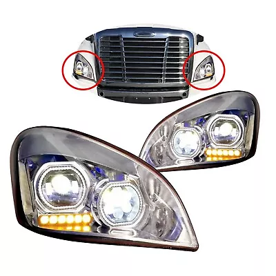 Full LED Headlight For 2008-2017 Freightliner Cascadia Pair  ( LH & RH ) Chrome • $559.55