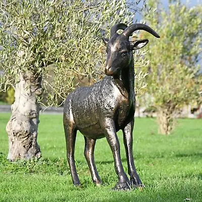 Deluxe Life-Size Mountain Goat Garden Sculpture - Aluminium Outdoor Ornament • £685