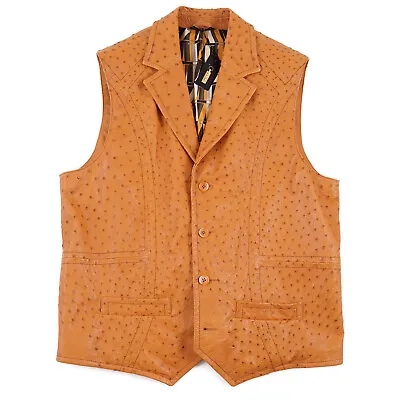 Zilli Orange-Tan Genuine Ostrich Skin Vest With Silk Lining M (Eu 50) NWT • $2995