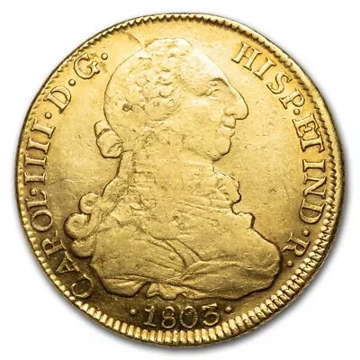 1803-So FJ Chile Gold 8 Escudos Charles IV AU • $2882.35