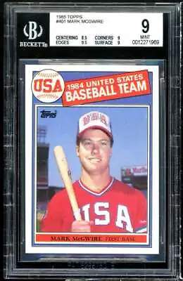 Mark McGwire Rookie Card 1985 Topps #401 BGS 9 (8.5 9 9.5 9) • $200