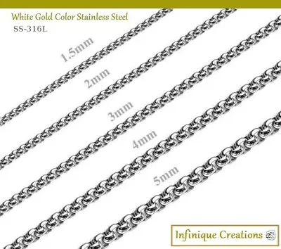 Stainless Steel Silver Round Box Chain Bracelet Necklace Men Women 1.5-5mm 7-38  • $8.89
