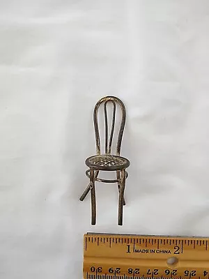 Brass Miniature Chair Doll House Furniture Mesh Seat 2-3/8  Round Back Fancy • $9.99