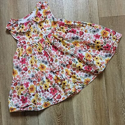 Baby Girls Age 12-18 Months Pretty Summer Dress Cheery Floral Sunflowers • £2.75