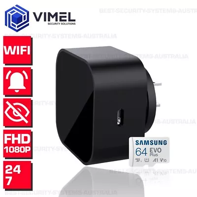 24/7 Wireless WIFI Spy Wall Power Adaptor Camera 64GB LIVE VIEW Monitoring • $259