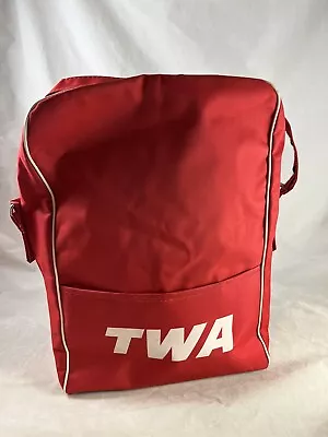 TWA Trans World Airlines Carry On Bag Shoulder Strap Bearse USA Made Vintage • $29.95