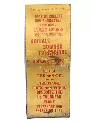 Shell Oil Gas Firestone Tire Tournapull Georgia Vintage Matchbook Cover Matchbox • $4.98