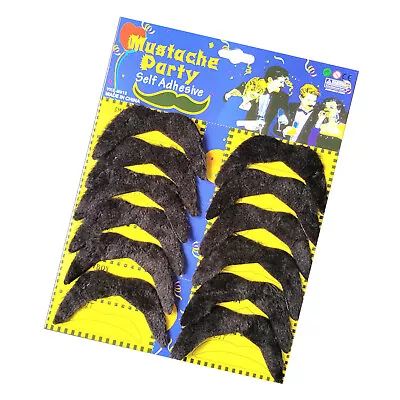 12pcs Black Fake Mustache Mexican 70's Stick On Fake Mustache Self Adhesive Tash • $9.56