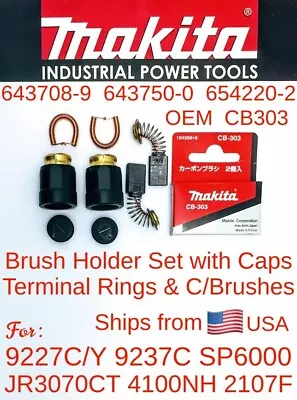 MAKITA CB303 C/Brushes + 643708-9 B/Holders + Caps For 9227C 9237C GA5020 4100NH • $29.95