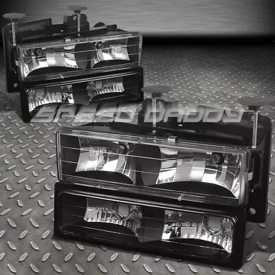 Fits 88-98 Chevy C10 C/k 1500/2500/3500 Black Housing Headlights+bumper Lamps • $64.96