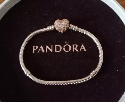 $79.99 • Buy PANDORA BRACELET SNAKE STYLE With Rose Gold Diamante ❤️ Clasp 17cm  FREE POST 