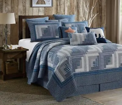 Virah Bella - Montana Cabin Blue - Lightweight Reversible Quilt Set • $59.99