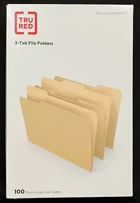 LEGAL-SIZE MANILLA FILE FOLDERS  (3-tab 1/3-cut)  (100 Count Box) **New • $24.99