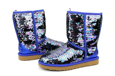 UGG Classic Short Sequin Boots Fully Lined Navy Color Women's U.S Size 5 • $132.97