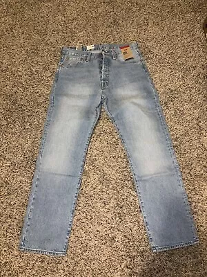 Levis 501 Jeans Mens 31x30 Blue Light Wash Straight Button Fly • $30