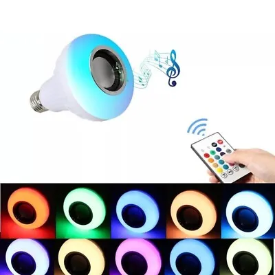 Wireless Bluetooth LED Light Speaker Bulb RGB 12W Music Playing Lamp Remote • $7.95