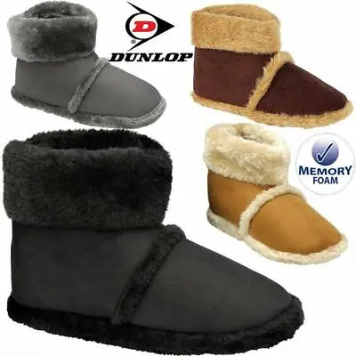 Mens Slippers New Ankle Fleece Warm Lined Nordic Winter Fur Boots Shoes Size • £16.95