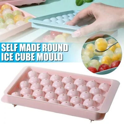 Mini Round Ice Ball Maker Mold Ice Cube Tray Reusable With Lid For Freezer • £3.59