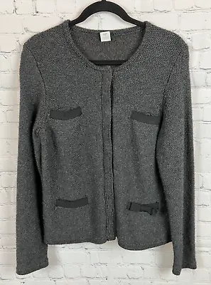 J.CREW Gray 100% Wool Button Knit Cardigan Sweater Size L • $45