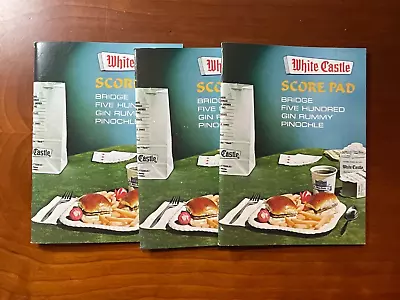 Lot Of 3 Vintage White Castle Score Pads For Bridge Gin Rummy Pinochle NOS • $10